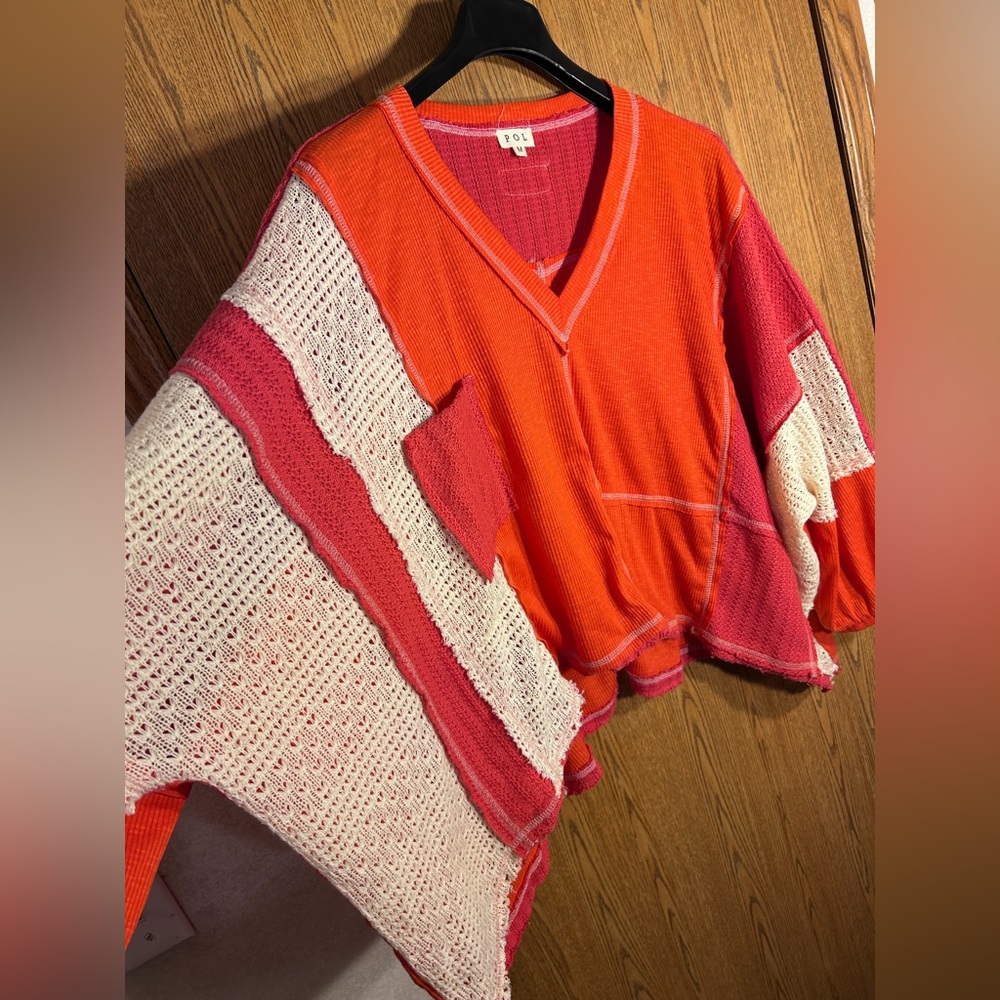 Pol Lane Knit Patchwork Boho Top - image 4
